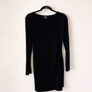 LULUS Long Sleeve Stretch Mini Black Dress | Size Medium